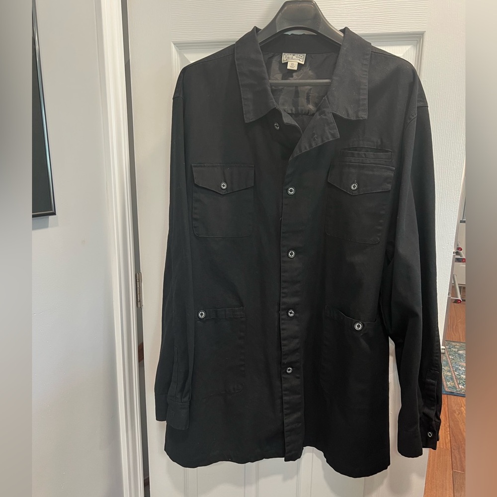 Liberty Blues Men's Black Shirt Jacket Unlined Cotton Twill 5 XL Tall - Picture 2 of 11